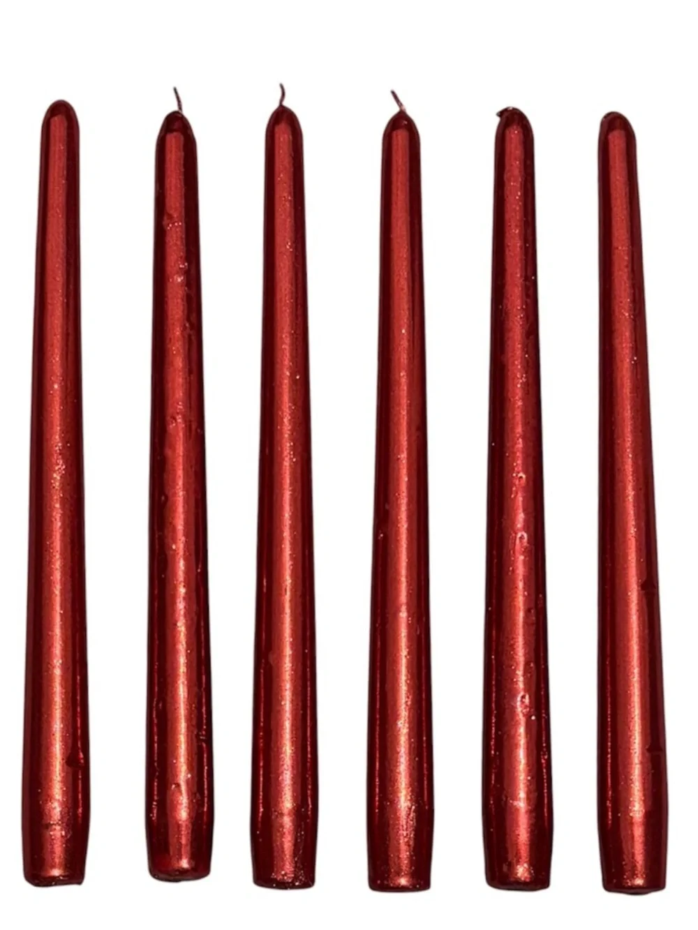 Red Glitter Taper Candle Set Metallic Rare Vintage Holiday Decoration Lot Bundle